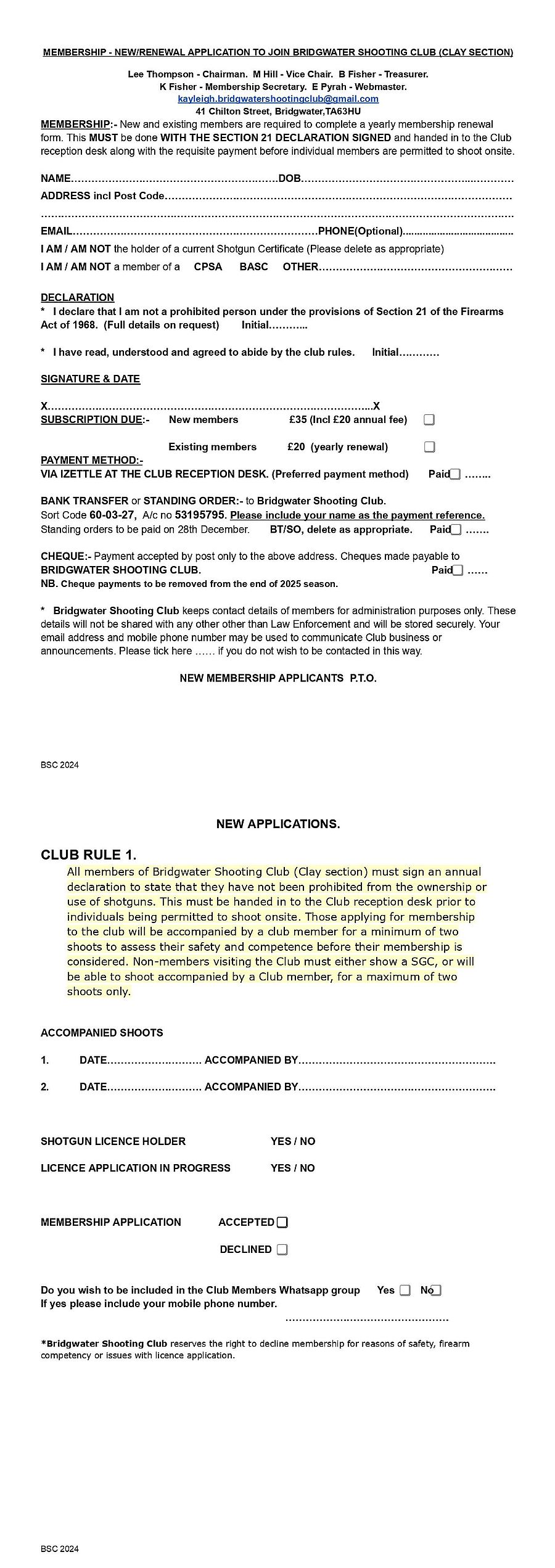 BSC Membership Application Form